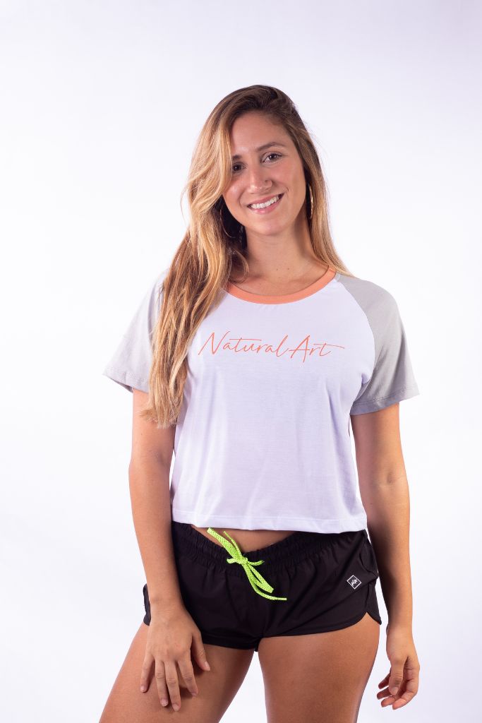 Camiseta Fem. Cropped Tricollor